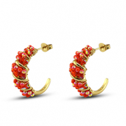 Orecchini sfaccettati spirale arancia calda AB-arancia calda transparente AB-oro