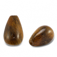 Perline in pietra naturale Occhio di tigre goccia marrone dorato