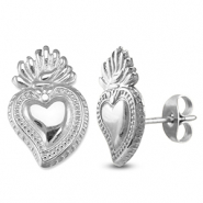 Orecchini in acciaio inossidabil cuore argento