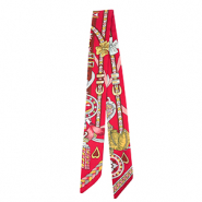 Bandana foulard con cuore/cinture in pelle rosso-marrone-grigio chiaro