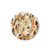 Pendenti di polimero tonda marrone-rosa-bianco-oro