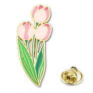 Pins tulipani rosa-verde-oro