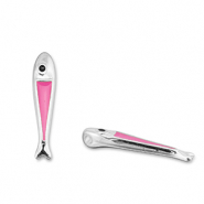 Ciondoli di metallo DQ pesce Magenta pink-argento antico (privo di nichel)