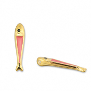 Ciondoli di metallo DQ pesce rosso corallo-oro (privo di nichel)