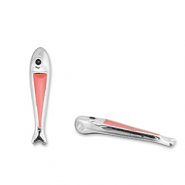 Ciondoli di metallo DQ pesce rosso corallo-argento antico (privo di nichel)