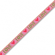 BY31® Nastro con testo "Love" rosa scuro-verde-rosso-oro