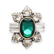 Broches ovale oro-verde-trasparente