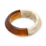 Bracciali bangle in resina trasparente marrone ambra-biancastro-beige