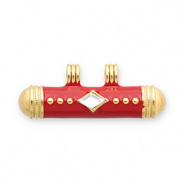 Message beads ciondoli in acciaio inossidabile oro-rosso-trasparente