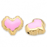 Perline in acciaio inossidabile cuore oro-rosa
