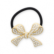 Accessori per capelli elastici per capelli con metallo fiocco con strass oro-nero-trasparente