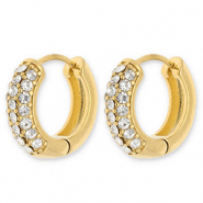 Orecchini in acciaio inossidabil a cerchio con strass oro-trasparente