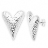 Orecchini in acciaio inossidabil cuore argento