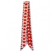 Bandana foulard con cuori blu chiaro-rosso-rosa chiaro