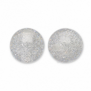 Perline in acrilico con glitterato 8 mm grigio-argento
