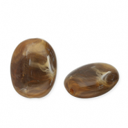 Perline in acrilico ovale marrone scuro-bianco