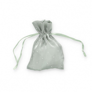 Sacchetti in raso con strass verde olivastro vintage-argento