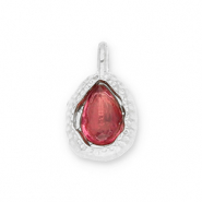 Ciondoli in acciaio inossidabile goccia con faccetta argento-rosa scuro