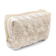 BY31&reg; Pochette velluto con dettagli circolari cuciti beige