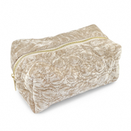 BY31&reg; Pochette velluto con dettagli circolari cuciti beige