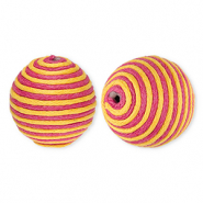 Perline in acrilico 22 mm con cordoncino cerato rosa scuro-arancione