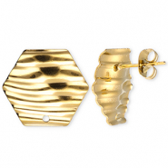 Componenti in acciaio inossidabile orecchini esagono con linee con anellino oro