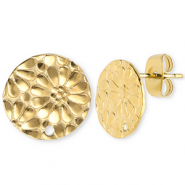 Componenti in acciaio inossidabile orecchini tonda con fiore con anellino oro