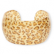 Bracciali bangle in resina con stampa leopardo multicolore marrone