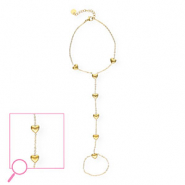 Bracciale baciamano in acciaio inossidabile cuore oro