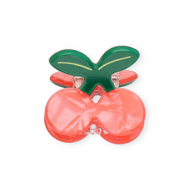 Accessori fermaglio per capelli ciliegie rosa corallo scuro perlato-verde