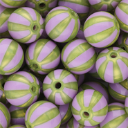 DQ&reg; Perline in acrilico 12 mm con strisce viola-verde oliva