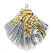 Ciondoli in acciaio inossidabile conchiglia con imitazione di perle argento-oro-bianco