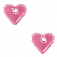 Perline di ceramica greca DQ cuore Rosa magenta