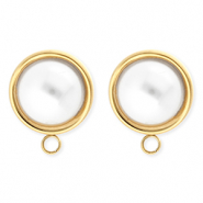 BY31® Componenti in acciaio inossidabile orecchini tonda con imitazione di perla con anellino oro-bianco