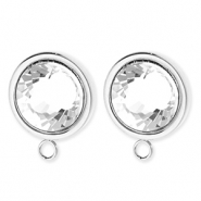 BY31® Componenti in acciaio inossidabile orecchini tonda con cristallo con anellino argento-cristal