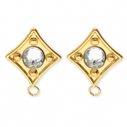 BY31® Componenti in acciaio inossidabile orecchini rombo con cristallo con anellino oro-cristal