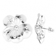 BY31® Componenti in acciaio inossidabile orecchini fiore con anellino argento