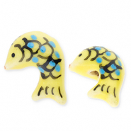 Perline di ceramica pesce giallo-blu-nero