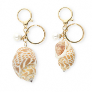 Portachiavi conchiglia con perla rame marrone-oro