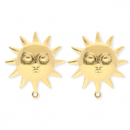 BY31® Componenti in acciaio inossidabile orecchini sole con faccia con anellino oro