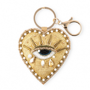 Portachiavi cuore con Occhio della Provvidenza oro-bianco-nero