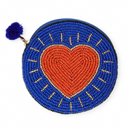 Portafogli piccoli tonda con cuore blu scuro-rosso-oro-nero