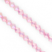 Perline sfaccettate bicone 6mm rosa confetto-rivestimento AB