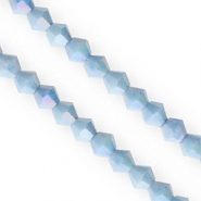 Perline sfaccettate bicone 6mm blu-rivestimento AB