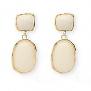 Orecchini alla moda con perno in acciaio inossidabile oro-beige
