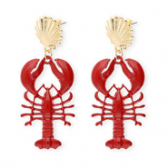 Orecchini alla moda smalto conchiglia & cancro con perno in acciaio inossidabile oro-rosso scuro