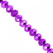 Perline sfaccettate 8x6mm rondella viola scuro-effetto perlato