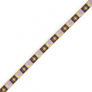 BY31&reg; Nastro con testo luna e stella marrone scuro-viola lavanda-giallo lime-oro