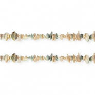 Perline di conchiglia chips beige marrone-verde scuro