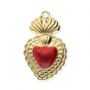 Ciondoli in acciaio inossidabile cuore oro-rosso